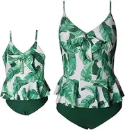 [KABETY] Girls Swimsuit Two Pieces Bikini Set, Green One Piece, 6 Years
