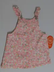 Toddler Overall Dress Pink Denim w/ Flowers 12 month