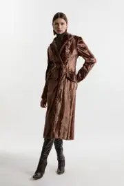 Faux Fur Tailored Single Breasted Midi Coat