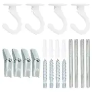 4 Set 2.1" x 1.3" Ceiling Hook, Swivel Hooks with Mounting Hardware, White