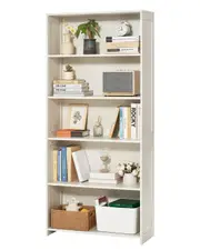 5-Tier Wide Bookshelf 173cm Wooden Freestanding Open Bookcase Shelf White