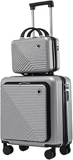 [HALAHAI] Luggage Suitcase Carry On Luggage Two-piece Suitcase Set, Coded Boarding Case, 18in Trolley Case, Lightweight Suitcase Checked Luggage (Color : D, Size : 14+18in)