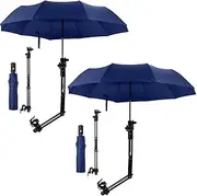 Shinylin 2 Pcs Beach Umbrella with Adjustable Universal Clamp Upf 50+ Automatic Open and Close Windproof Travel Portable Golf Umbrella for Beach Chair, Stroller, Fishing