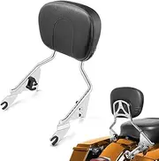 PBYMT Detachable Sissy Bar Passenger Backrest Pad Compatible for Harley Touring Street Glide Road King Electra Glide 2009-2020 (Chrome)