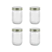 48PK Lemon & Lime Roma Ribbed Conserve Glass Jar with Air-Tight Screw Lid 300ml