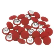 30pcs Fabric Cloth Covered Button 15mm Metal Round Sewing Buttons, Red