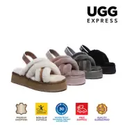 AUSTRALIAN SHEPHERD® UGG Slides Women Sheepskin Wool Platform Fuzzy Sandal Aditi