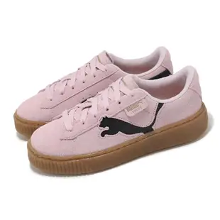 Puma 彪馬 休閒鞋 Suede Platform Cutout Wns 女鞋 粉 黑 麂皮 大LOGO 微厚底 39723305