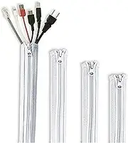 StangH Cable Management Sleeve White - Cord Organizer System Flexible Wire Hider Cover with Zipper, Avoid Messy Cables for PC Office/Computer/Home Theater, 19 Inch, Greyish White, 4 Pieces