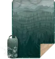 Outdoor Camping Blanket with Sherpa Lining, Extra 78 x 56 inches, Pale Green
