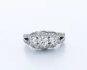 2.1CT Natural Diamond G/VS2 Round Brilliant 14K Gold Prong Halo Anniversary Ring