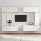 6pcs Wall Mount Entertainment Unit TV Stand Cabinet Console Storage Rack Shelf