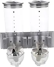 Generic Dry Food Double Cereal Dispenser Candy Dispenser Machine Jar Bin Multifunction Decorative Wall Mounted Canister for Holiday, Silver