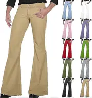 70s Disco Pants for Men Mens Bell Bottom Jeans Pants 60s 70s Bell Bottoms Vintage Denim Pants Jeans for Men A001-khaki Large