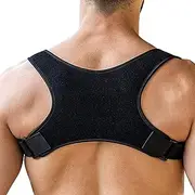 Posture Corrector for Men | Universal Fit Adjustable Upper Back Brace for Clavicle to Support Neck, Back and Shoulder Pain Relief Kyphosis Straightener Spine Support (Black, One size)