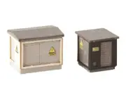 NOCH HO Scale Transformer Stations (2pcs, 1.4 x 1.4 x 1.5, 2 x 1.5 x 1.7 cm)