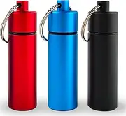 Small Portable Pill Organizer case Keychain (3 Pack),Metal Pocket Pill Holder Keychain for Travel,Waterproof Metal Pill Container Medicine Bottle for for Purse