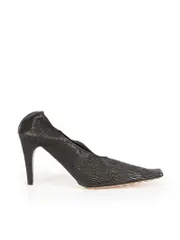 Black Calfskin Textured Pumps