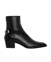 BACK BUCKLE ZIPPED ISAAC BOOT in Shiny calfskin 45 black