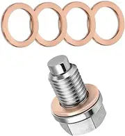 Merdege M14x1.5 Oil Drain Plug, Stainless Steel Oil Pan Drain Nut Bolt with 5PCS Copper Crush Washer, Universal for Car Motorcycle Boat (Silver)