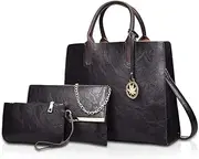 [NICOLE & DORIS] NICOLE&DORIS Handbags Women 3 Pieces Fashion Leather Handbag for Ladies Leather Totes Crossbody Bags Wristlet