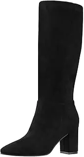 [Shoe'N Tale] Mid Calf Boots for Women Wide Calf Knee High Boots Chunky Block Heel Fall Winter Pointed Toe Boots