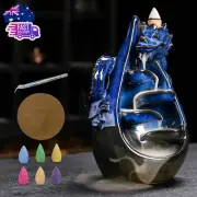 Dragon Incense Burner - Ceramic Backflow Waterfall Burner with Dragon Smoke Foun