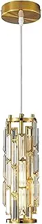 Crystal Pendant Lamp with Battery, Without Power Connection, Rechargeable Pendant Light with Remote Control, Battery Operated, 7 Colour Conversion for Kitchen Island, Bedside Table, Bedroom (Gold)