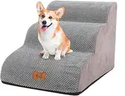 Dog Stairs for Small Dogs, 3 Steps, 40 cm High, Removable, Washable Dog Stairs, Soft Sloping Pet Stairs Made of Foam, Non-Slip Cat Stairs for Bed, Sofa, Couch, AUT