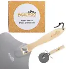 Pizza Peel and Pizza Cutter Set - Oven Spatula for Turning & Precision Cutting