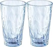 Koziol Superglas Club No. 6 2 Pack 300ml Crystal Clear Plastic Cocktail Glass Luxury Unbreakable Reusable Party Camping Set of 2 (Clear Aquamarine)
