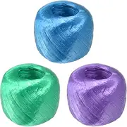 uxcell 1-Set Polyester Nylon Plastic Rope Twine, 4cm Width 110M Length Household Bundled Plastic Ropes Roll for Crafting/Gardening/Packing/Carrying [360FT/4330IN, Blue/Green/Purple]