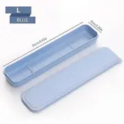 Wikhostar 21/24cm PP Portable Travel Tableware Storage Box Case Food Grade Dinnerware Kitchen Fork Spoon Box For Kid School Cutlery blue