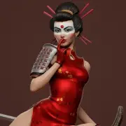 Katana Bombshell Statue 3D Printed kit Unpainted/Unassembled