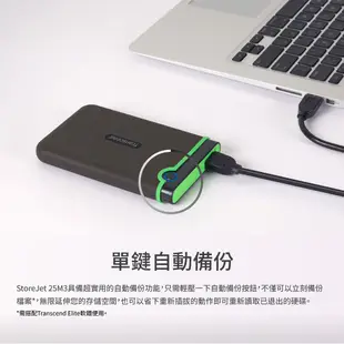 Transcend 創見 軍規防摔 1TB/2TB/4TB 2.5吋 超薄款 隨身硬碟 行動硬碟 外接硬碟 25M3