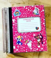 Bright PINK Composition Book w Stickers Cover Set 4 use w/ Erin Condren Planner-