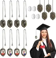 [DuBom] 4 Pieces Graduation Cap Memorial Photo Charm DIY Tassel Memorial Picture Chain 2022 Graduation Cap Pendant Decor Graduation Presents for Cap Gown Ceremony (4PCS Black)