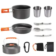 Camping Cookware Set Outdoor Hiking Cooking Pan Pot Stove Picnic Kit - 8pcs