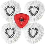 4 Pack Spin Mop Replacement Head - includes 1 Rotating Mop Base - EasyWring Mop Refills Compatible with O ceda Mop Replace Head, Microfiber Mmops for Floor Cleaning for Triangle Spin Mop