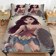v2246 Bed Sheets Bedding Wonder Woman Bedding Sets Ultra Soft Skin-Friendly Duvet Cover 3 Piece, Cute Comforter Cover Bed Set for Boys Girls Kids ( 1