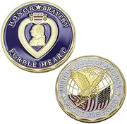 BirchRiver United States Purple Heart Challenge Coin - Military Veteran- Honor- Bravery- Commemorative Collector - Purple Heart