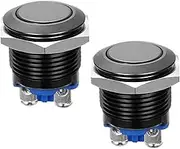 iplusmile 1set Black Shell Reset Push Button Momentary Button for Circuit Electromagnetic Starter and Relay Easy to Install with Comfortable Flush Head 2pcs