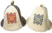 Set 2 SAUNA Hat Banya Sheep Wool Felt Ukrainian vyshyvanka