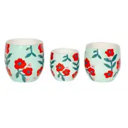 3pc Ceramic Pot Plant/Flower Container Home/Garden Decor Table Display Green