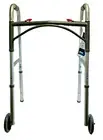 Drive Deluxe Folding Walker #10210-4ASM Two Button w/5" Wheels 350lbs Cap M4944