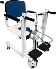 Medical Hydraulic Patient Lift for Home, Elderly Transport Wheelchair w/180° Split Seat, Portable Shower Chair Bedside Commode w/Bedpan Toilet Seat Transfer Lifter for Nursing Paralyzed Transport