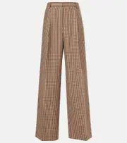 [Dries Van Noten] Dries Van Noten Checked wool wide-leg pants AU 10 brown