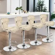 4x ALFORDSON Bar Stools Triangle Motif Beige