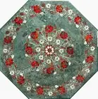 Green Marble Table Top , Floral Art Sofa Table Top , Coffee Table for Restaurant