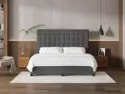 My Style Buttoned Headboard & Slimline Base - King / Gunmetal / Drawer Base